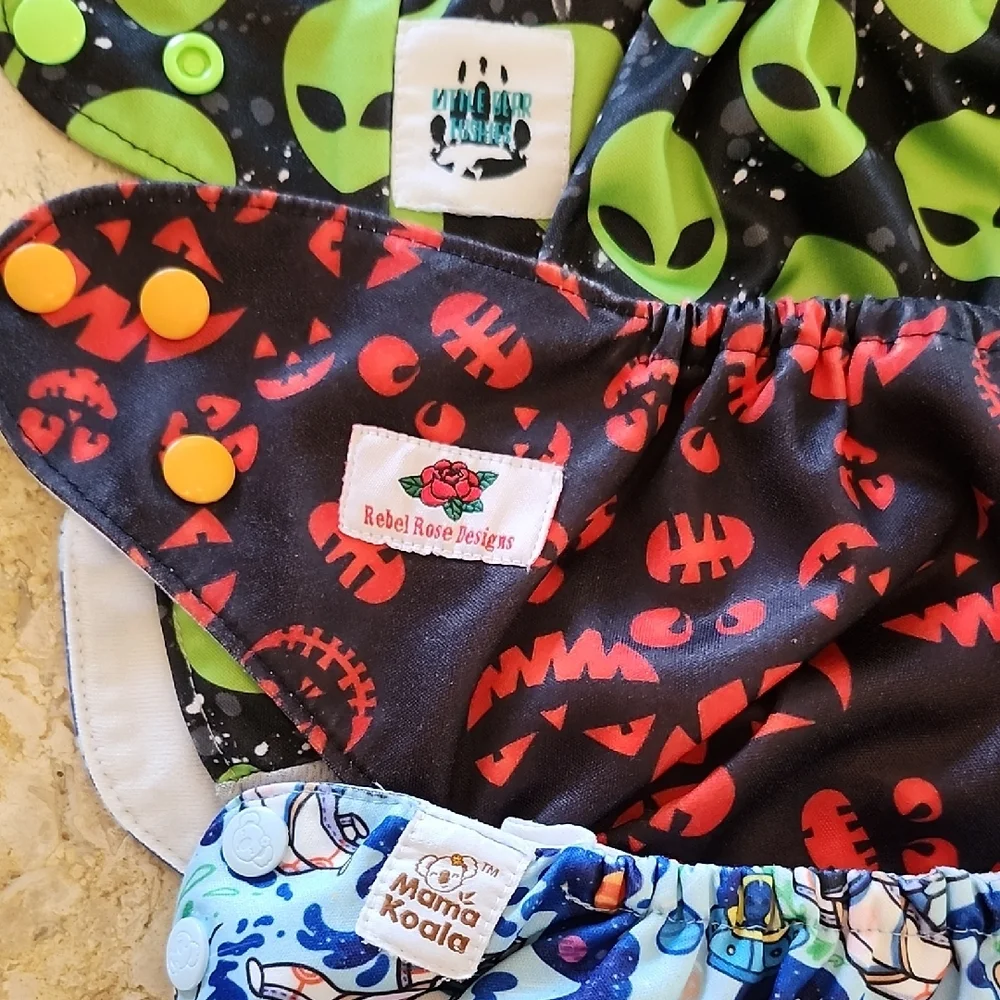 3 Alien, Pumpkin and Astronaut Themed Kids Diaper Covers